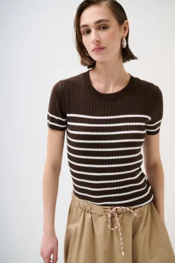 Best KIKISIX T-SHIRT MEZZA MANICA RIGA A COSTE MORO