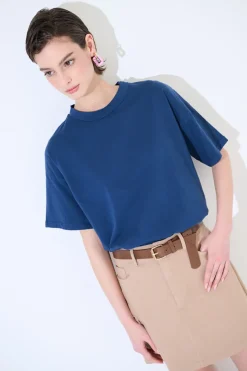 Best KIKISIX T-SHIRT OVER TINTO CAPO BLU