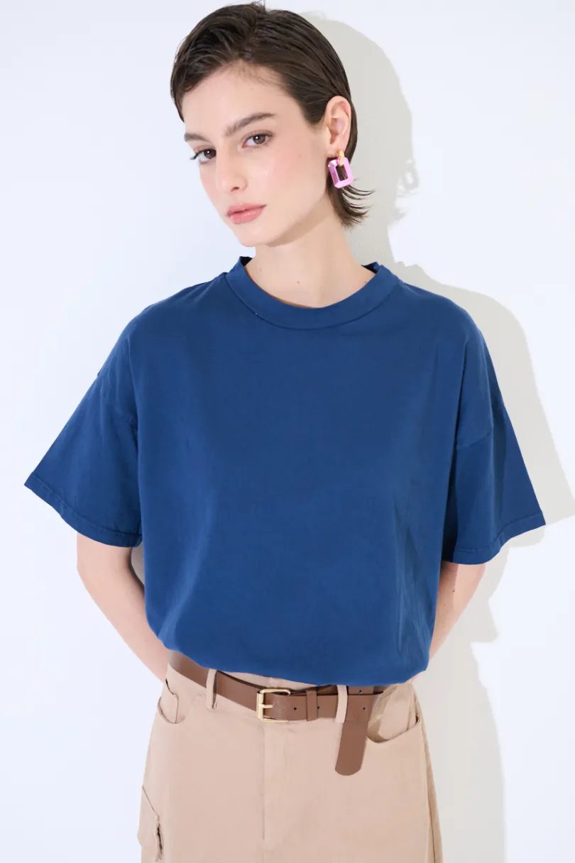 Best KIKISIX T-SHIRT OVER TINTO CAPO BLU