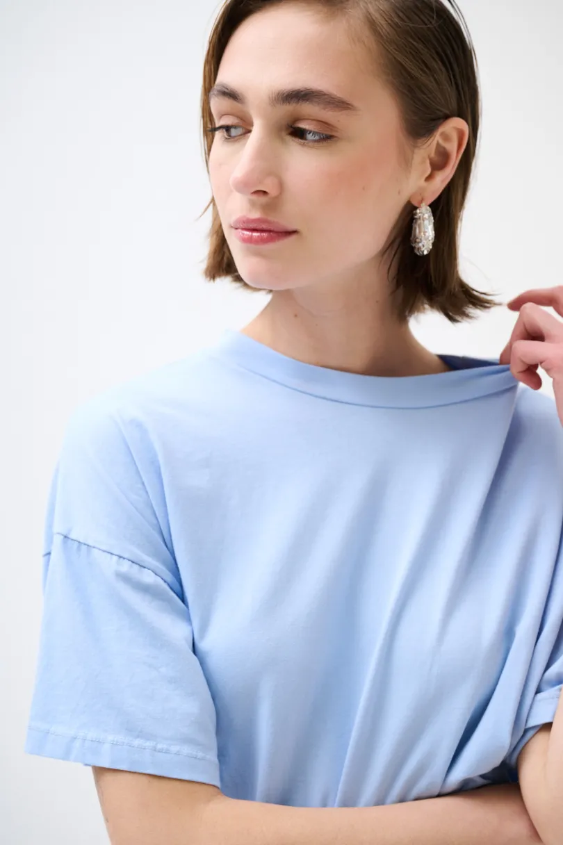 Best KIKISIX T-SHIRT OVER TINTO CAPO CELESTE