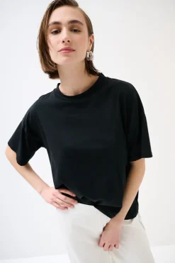 Outlet KIKISIX T-SHIRT OVER TINTO CAPO NERO