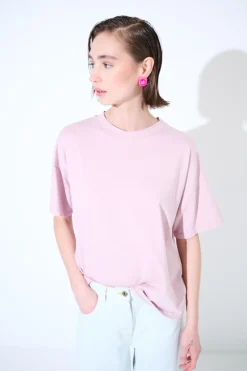 Fashion KIKISIX T-SHIRT OVER TINTO CAPO ROSA