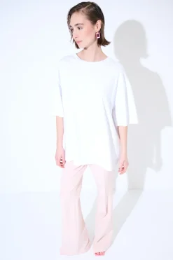 Discount KIKISIX T-SHIRT OVERSIZE LUNGA BIANCO