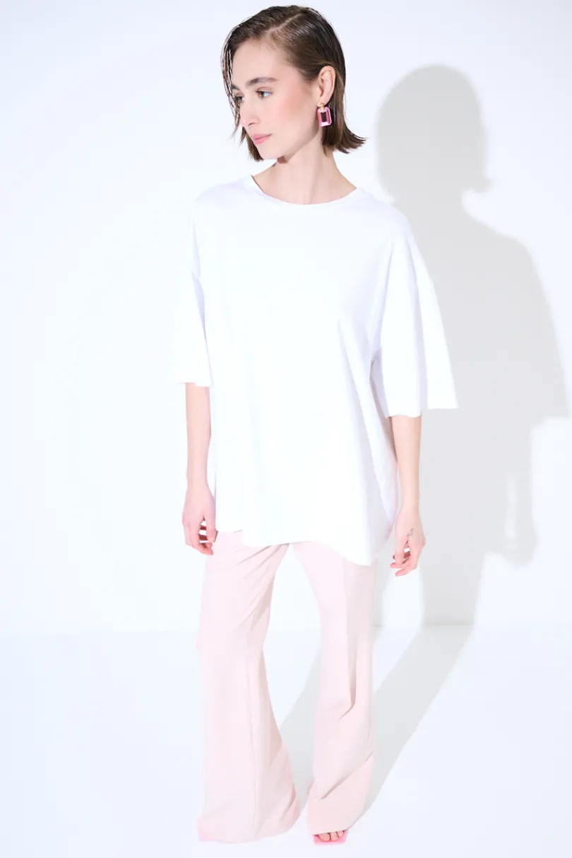 Discount KIKISIX T-SHIRT OVERSIZE LUNGA BIANCO