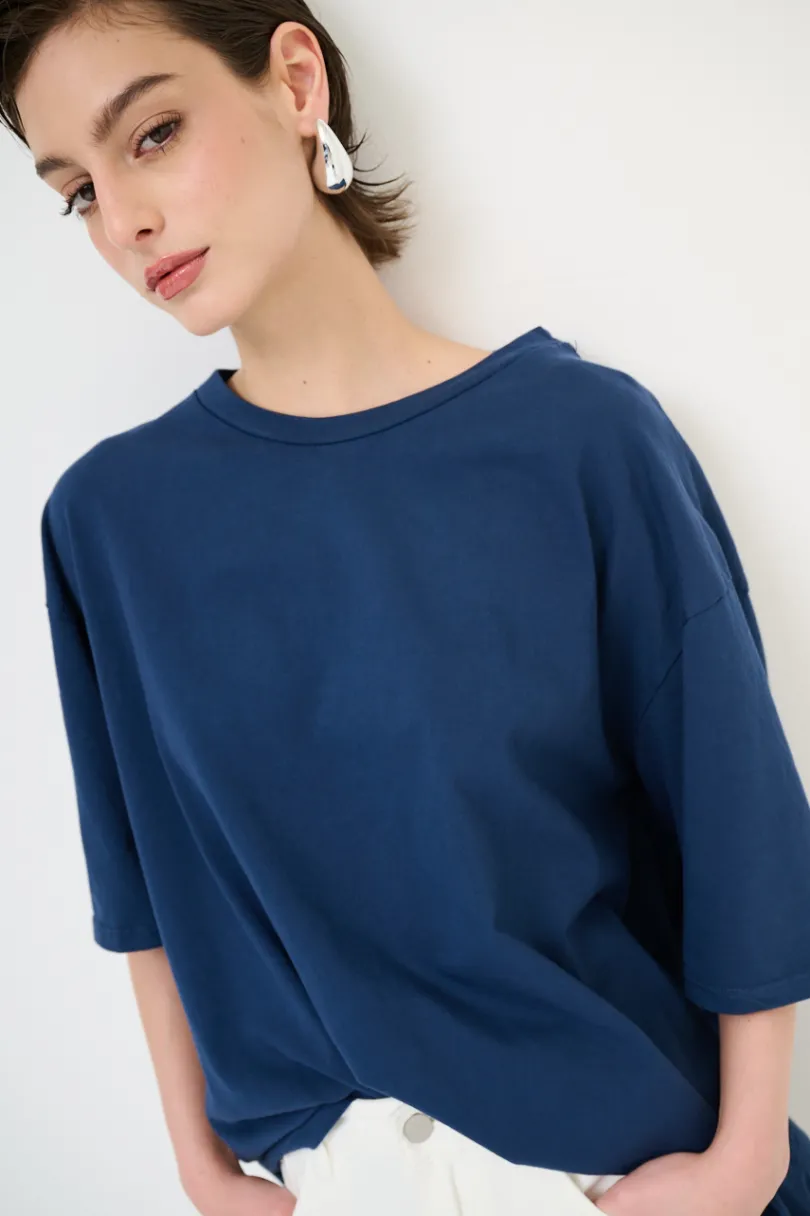 Hot KIKISIX T-SHIRT OVERSIZE LUNGA BLU