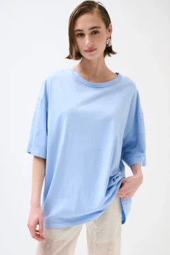 Sale KIKISIX T-SHIRT OVERSIZE LUNGA CELESTE