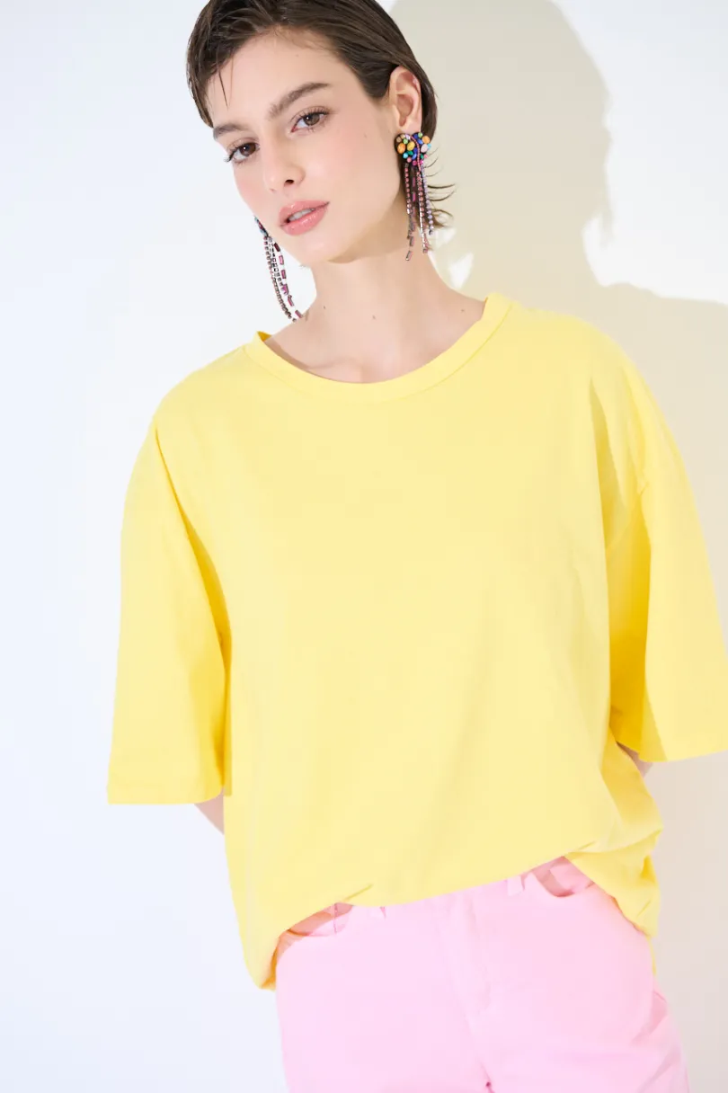 Fashion KIKISIX T-SHIRT OVERSIZE LUNGA GIALLO