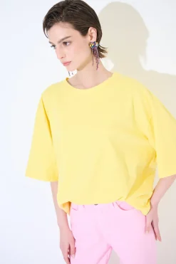 Fashion KIKISIX T-SHIRT OVERSIZE LUNGA GIALLO