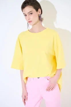 Fashion KIKISIX T-SHIRT OVERSIZE LUNGA GIALLO