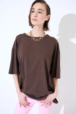 Online KIKISIX T-SHIRT OVERSIZE LUNGA MORO
