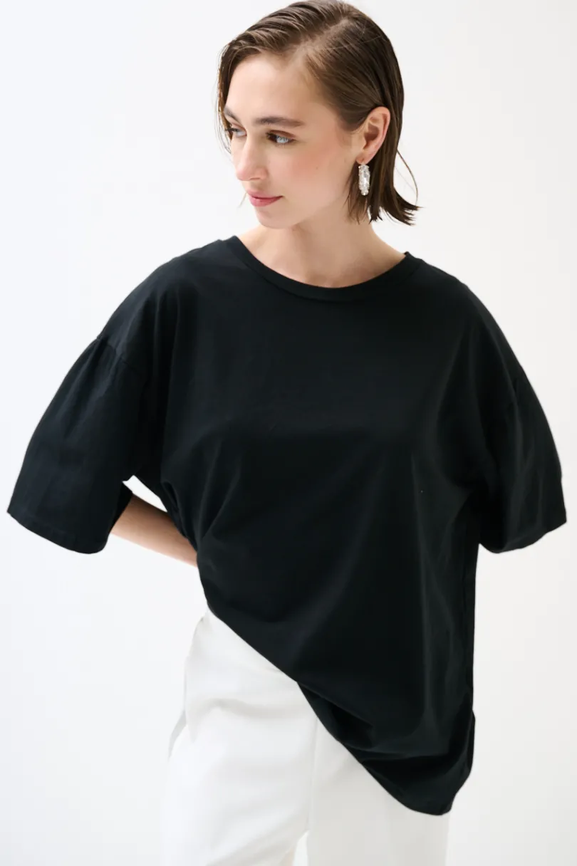 Clearance KIKISIX T-SHIRT OVERSIZE LUNGA NERO