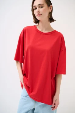 Hot KIKISIX T-SHIRT OVERSIZE LUNGA ROSSO