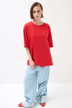Hot KIKISIX T-SHIRT OVERSIZE LUNGA ROSSO