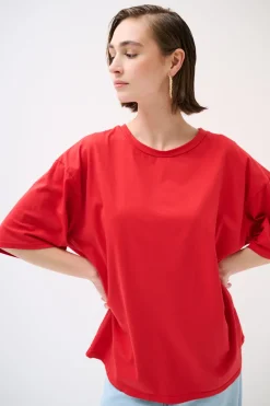 Hot KIKISIX T-SHIRT OVERSIZE LUNGA ROSSO