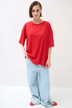 Hot KIKISIX T-SHIRT OVERSIZE LUNGA ROSSO