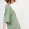 Best KIKISIX T-SHIRT OVERSIZE LUNGA VERDE MILITARE