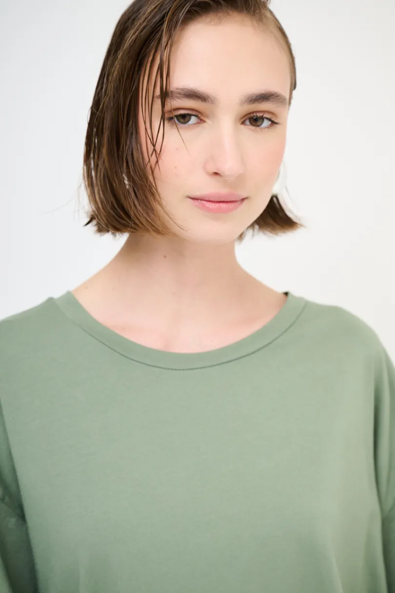 Best KIKISIX T-SHIRT OVERSIZE LUNGA VERDE MILITARE