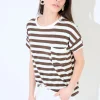 Fashion KIKISIX T-SHIRT SCATOLINA CON TASCA RIGHE MORO
