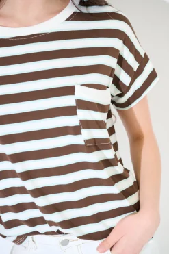 Fashion KIKISIX T-SHIRT SCATOLINA CON TASCA RIGHE MORO