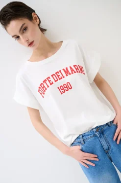 Best KIKISIX T-SHIRT SCRITTA FORTE DEI MARMI 1990 ROSSO