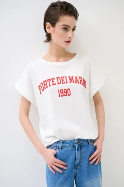 Best KIKISIX T-SHIRT SCRITTA FORTE DEI MARMI 1990 ROSSO