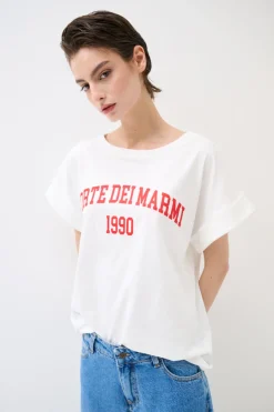 Best KIKISIX T-SHIRT SCRITTA FORTE DEI MARMI 1990 ROSSO