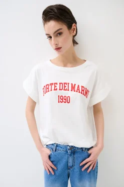 Best KIKISIX T-SHIRT SCRITTA FORTE DEI MARMI 1990 ROSSO