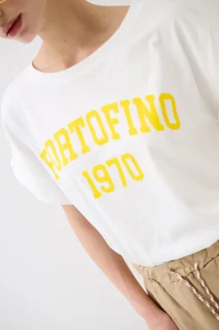 Outlet KIKISIX T-SHIRT SCRITTA PORTOFINO 1970 GIALLO
