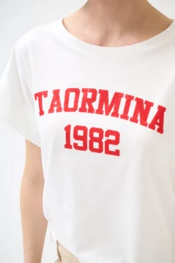 Fashion KIKISIX T-SHIRT SCRITTA TAORMINA 1982 ROSSO