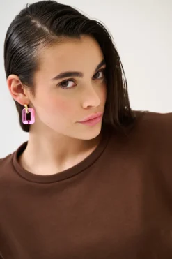 Sale KIKISIX T-SHIRT SPALLINE FELPA CON STAMPA CIOCCOLATO