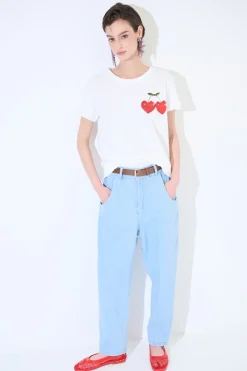 Clearance KIKISIX T-SHIRT STAMPA CILIEGIA BIANCO