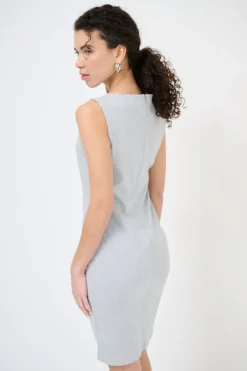 Fashion KIKISIX TUBINO SMANICATO MIDI GRIGIO MEDIO