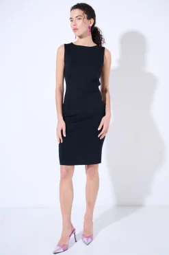 Best KIKISIX TUBINO SMANICATO MIDI NERO