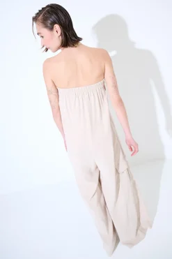 Sale KIKISIX TUTA OVER FASCIA CON BOTTONE TENCELL SABBIA