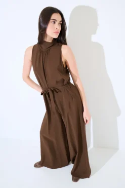 Best KIKISIX TUTA PALAZZO CON FIOCCO DIETRO COFFEE