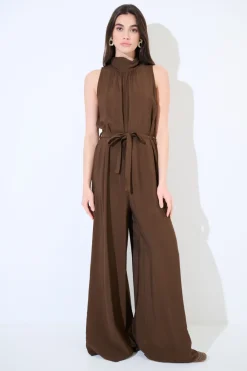 Best KIKISIX TUTA PALAZZO CON FIOCCO DIETRO COFFEE